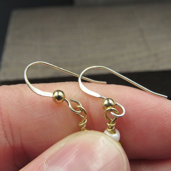 Sterling Silver White Yellow Green Beaded Earrings - Picture 3 of 5